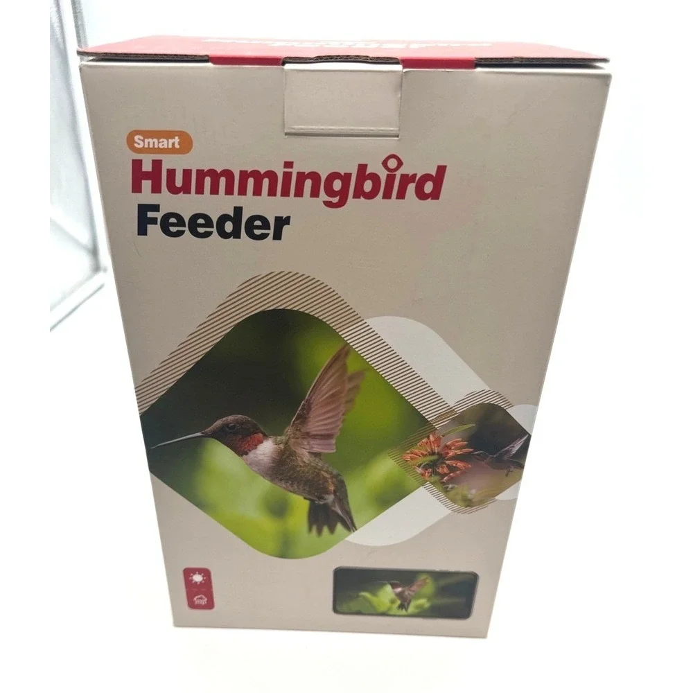 LongPlus Smart Hummingbird Feeder G01 Red Solar Powered Camera 20oz Ant Proof